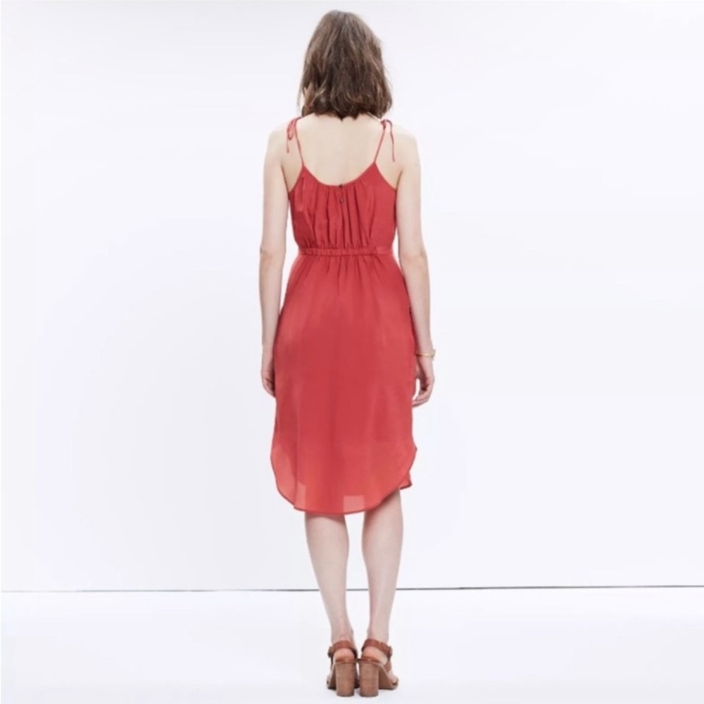 Madewell 100% Berry Silk Tie Shoulder Camisole Dress w/Pockets - Picture 7 of 11